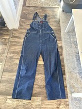 Dickies Men's 38x32 Indigo Blue Denim Bib Overalls Workwear Painter Car