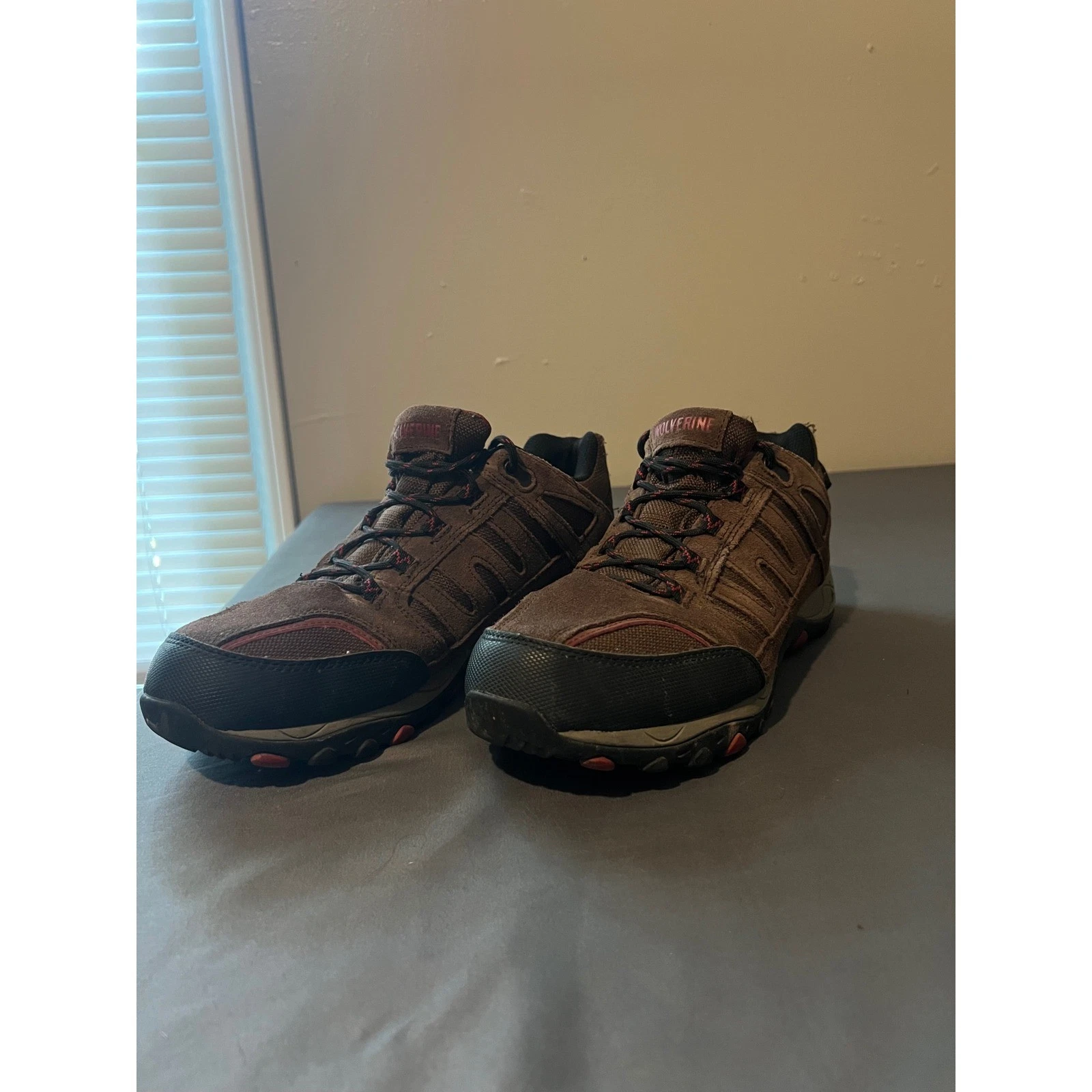 Wolverine W20449 Mens Brown Leather Mesh Hiking Trail Shoes Memory Foam 10.5M