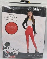 New Disney Mickey Mouse Costume Adult Small 2-4 Catsuit Headband Tail Cosplay