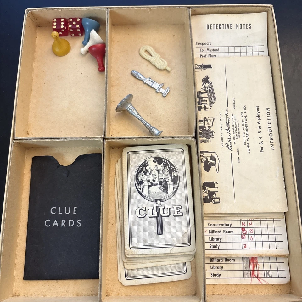 Vintage Clue The Great New Detective Game 1949-1950, John Waddington,.Sin tablero Foto 4 de 4