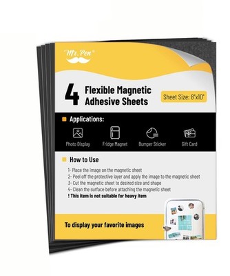 Mr. Pen- Adhesive Magnetic Sheets, 8'' x 10'', 4 Pack, Magnetic Sheet, Magnetic Pa