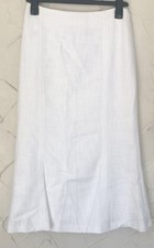 Women's Linen Blend Skirt LB The Collection Uk 12 White Plaid A~Line Midi BNWT