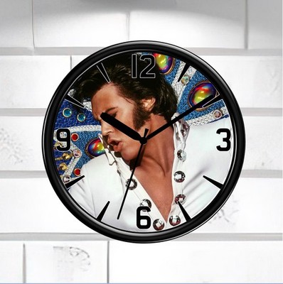 Elvis Wanduhr Rock'n'Roll Legende Fan Geschenk Musik Zimmer Deko Silent Sweep UK
