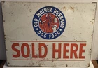 Vintage Tin Old mother hubbard dog food "sold here" Store display tin