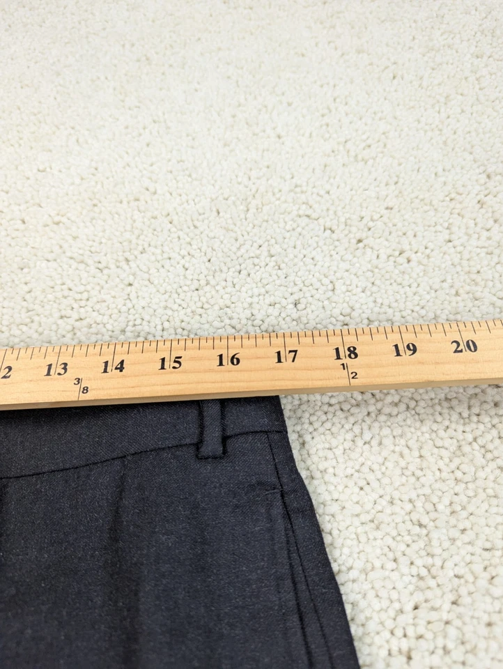 Pantalones de franela de lana para hombre 33x27 gris pierna recta puños anchos frente plano vintage Foto 4 de 4