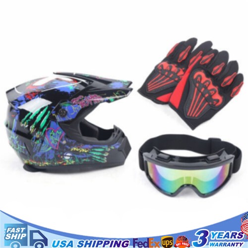 Typhoon Adult Motocross Helmet & Goggle Combo – Matte Green, DOT, Off-Road ATV UTV