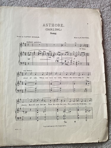 1893 ASTHORE Antique Sheet Music by H. Trotere, Clifton Bingham - Picture 2 of 4