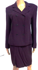 VINTAGE JONES NEW YORK PURPLE WOMEN'S 2 PIECE SKIRT SUIT SIZE 4 USA