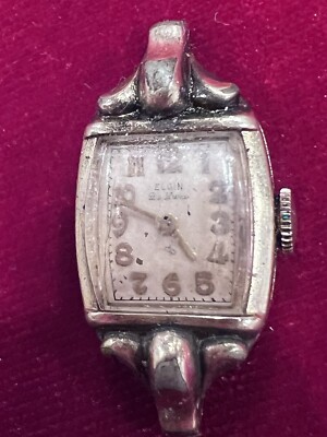 Vintage Elgin De Luxe Watch Head 10K Gold Filled Bezel Manual Wind Art Deco