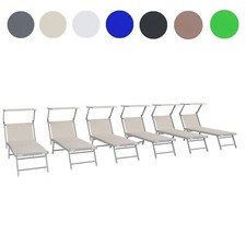 6 Lettini mare prendisole in alluminio tettuccio reclinabile pieghevole piscina