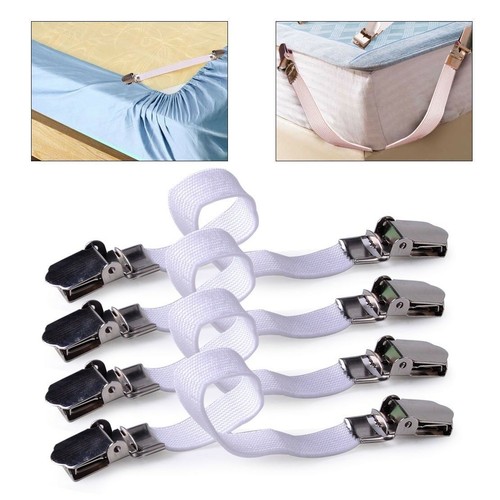 4x Adjustable Sheet Straps Clips Grippers Mattress Cover Sheet Bed
