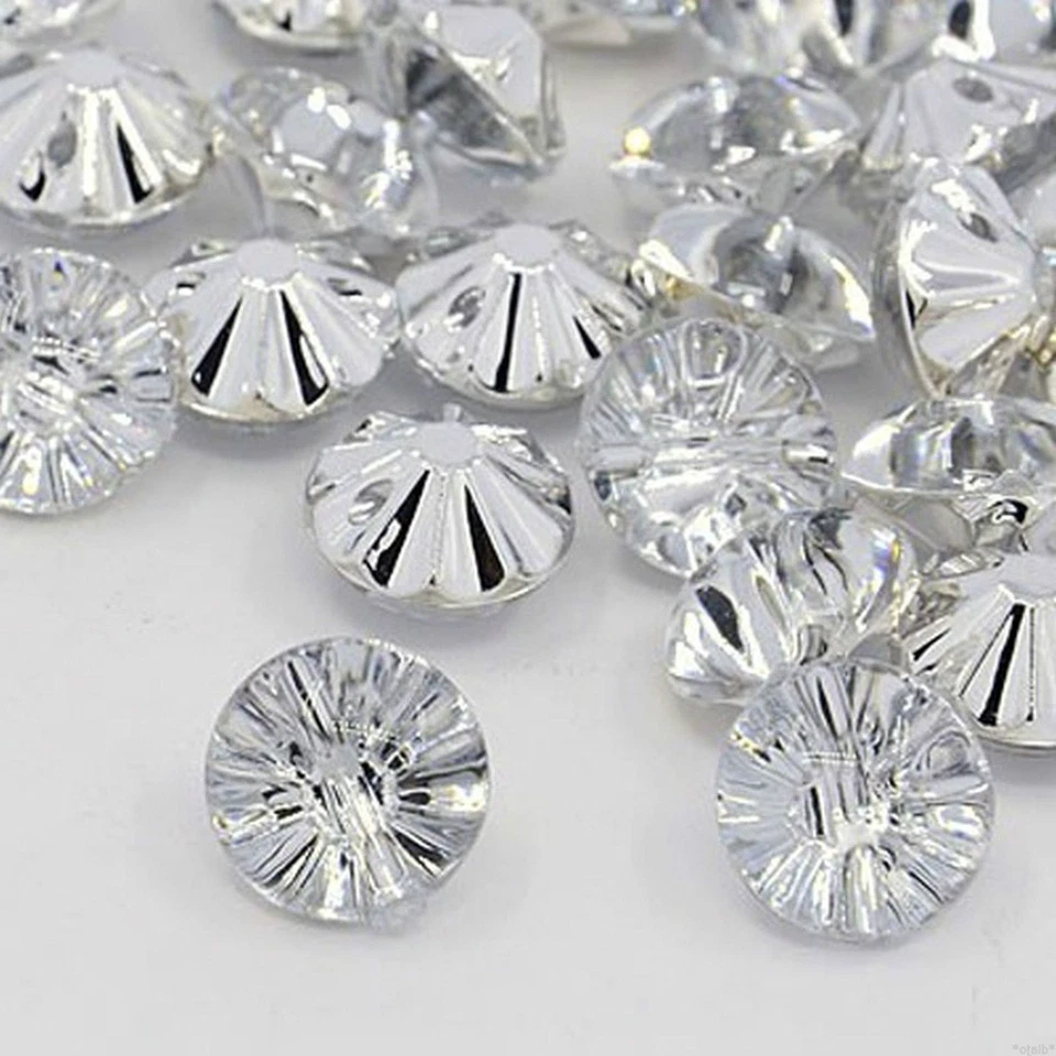 8 weiss / klar Acryl Strass Kristall Knöpfe elegant Bestseller 13mm * - Bild 2 von 3