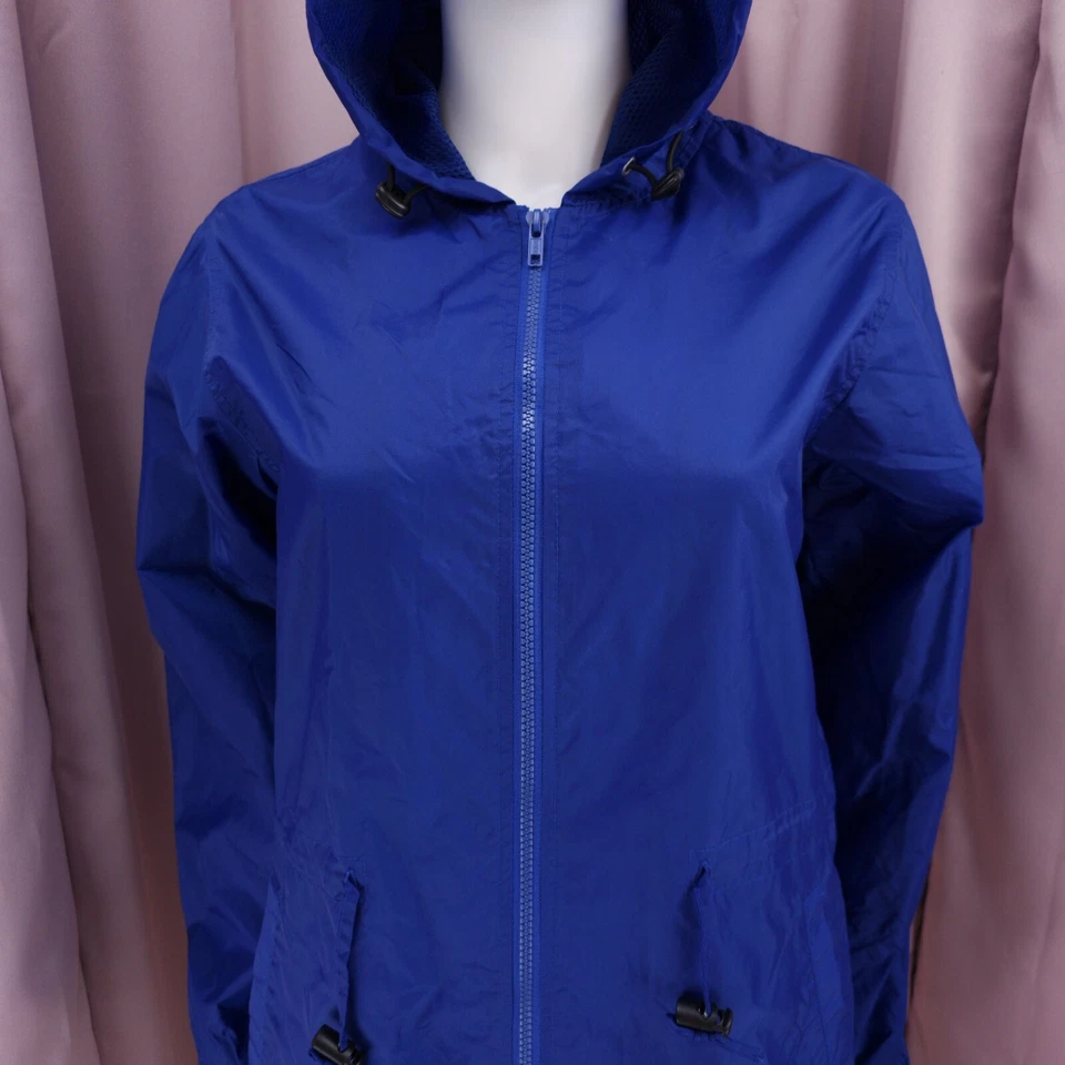 Chaqueta Abrigo de Lluvia Chadwick Para Mujer Azul Cremallera Completa Manga Larga Con Capucha Pequeña Foto 4 de 4
