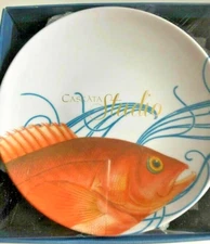 Caskata Studio Plates Melamine Set of 4 Appetizer Dessert Sushi Gold Fish 6 In