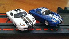 Micro Scalextric Hornby 12 V Slot Car Porsche Boxster 986 White / Blue