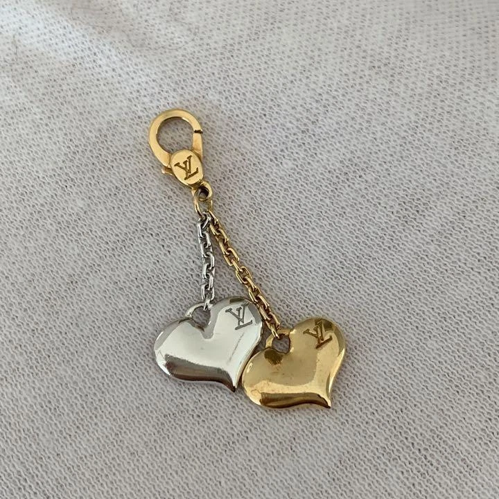 Used LV Necklace] Louis Vuitton 750 K18 Yg Wg Double Heart Charm