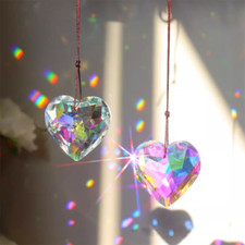 1X Heart Shape Faux Crystal Wind Chime Prism Pendant Hanging Ornament Suncatcher