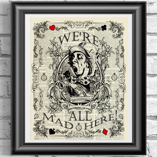 ART Print DICTIONARY ANTIQUE BOOK PAGE Alice in Wonderland Wedding themed decor - Picture 3 of 12