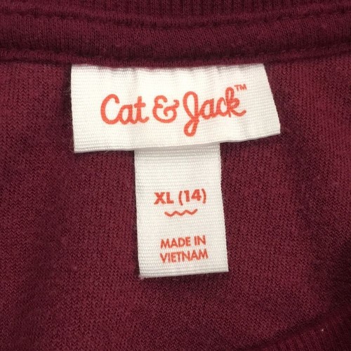 Cat & Jack Girls Sz XL 14 Sweater Burgundy Velvet Embroidered Floral - Picture 4 of 9
