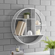 White Brody Wall Shelf, round 3 Tier Wall Mounted Floating Shelf for Bathroom, B
