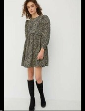 BNWT Anthropologie  Puff-Sleeved  Shirtdress in Black Size M, RRP £98.