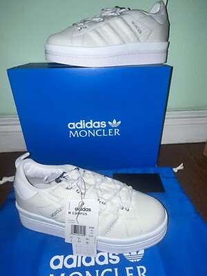 NIB New Adidas Moncler Campus White Sneakers - Sz 9 US / 42 2/3 FR / 8.5 UK