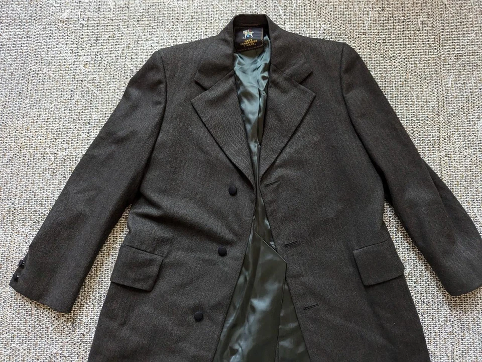 vintage USA union made 1960s overcoat TWEED herringbone 40L brown jacket - Image 4 of 4