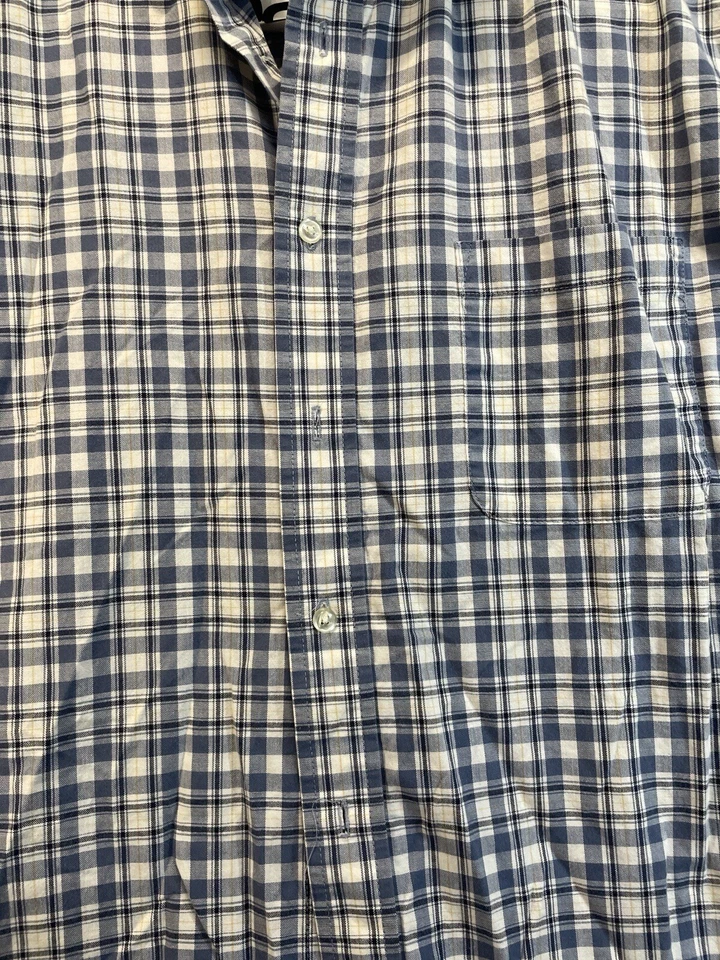 Camisa de vestir para hombre St Johns Bay talla L azul a cuadros botón frontal manga corta bolsillo Foto 2 de 4