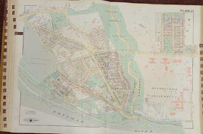 1960 WASHINGTON DC GEORGETOWN UNIV-RESEVOIR & POTOMAC RIVER-WHITEHAVEN ATLAS MAP