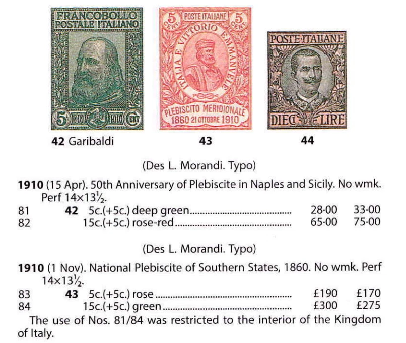 1910 Italy 50th Anniv of Plebiscite & Plebiscite of Sothern States MH SG#81-84 - Image 3 of 3