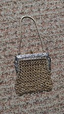PORTAMONETE POCHETTE BORSETTA DORATO CON CATENINE IN METALLO VINTAGE