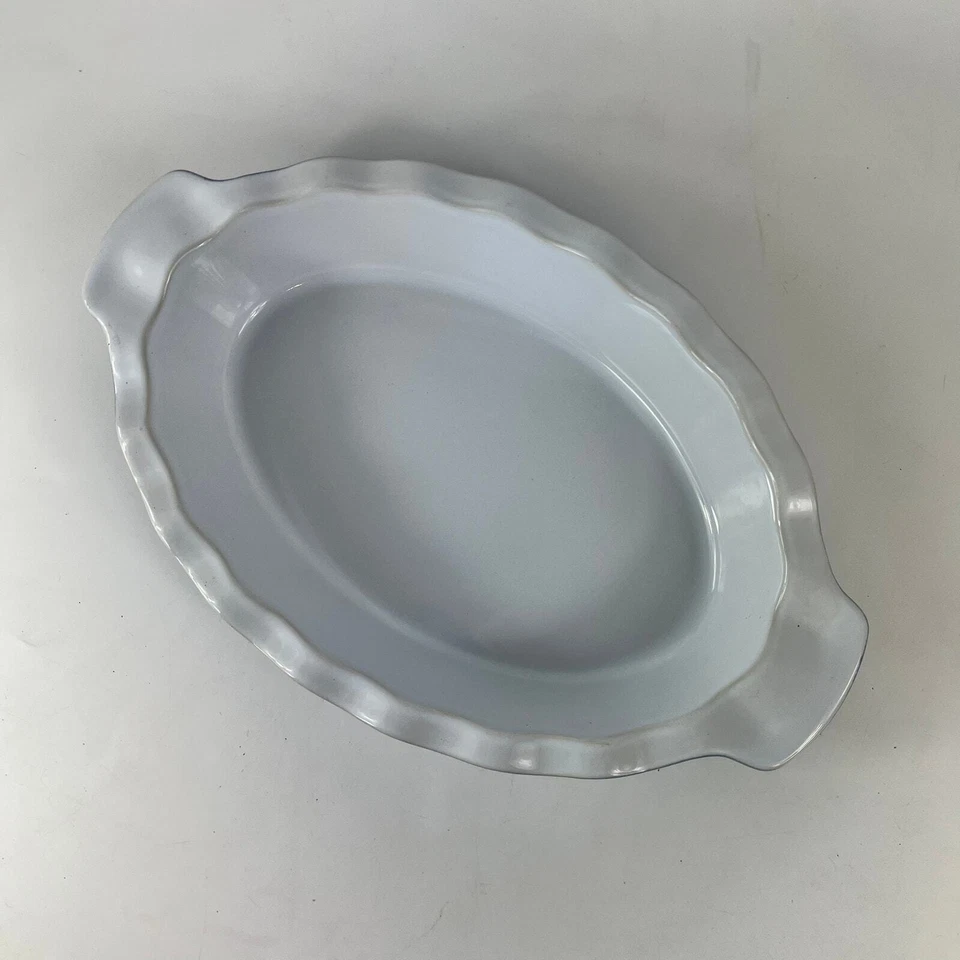 Emile Henry Casserole Dish Cobalt Blue France Stone Oval Scalloped Lrg Baking Foto 2 de 4