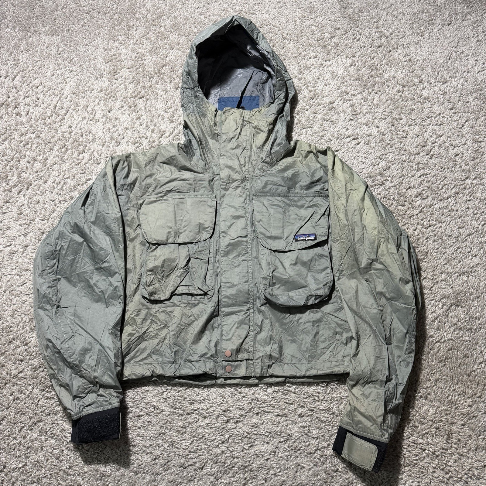 Patagonia SST Deep Wading Jacket 2003 Rare Waterproof Zip Hood Fly Fishing Y2k