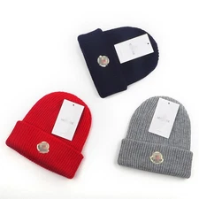 Duty-Free Unisex MONCLERR Ribbed Knit Beanie Caps Classic Knitted hat Warm hat
