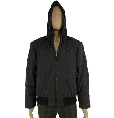 Pierre Cardin Herren Dunkelgrau Kapuze Gepolstert Bomberjacke Mantel Größe Eu 48