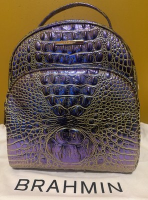 Brahmin Chelcy   ILLUMINATE   Croc Embossed Leather Backpack NWT!