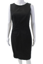 Dolce & Gabbana Womens Textured Zip Sleeveless Pleated Pencil Dress Navy Size 04