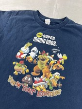 Nintendo New Super Mario Bros Shirt Youth XL Blue Know Your Enemies 2008 Y2K