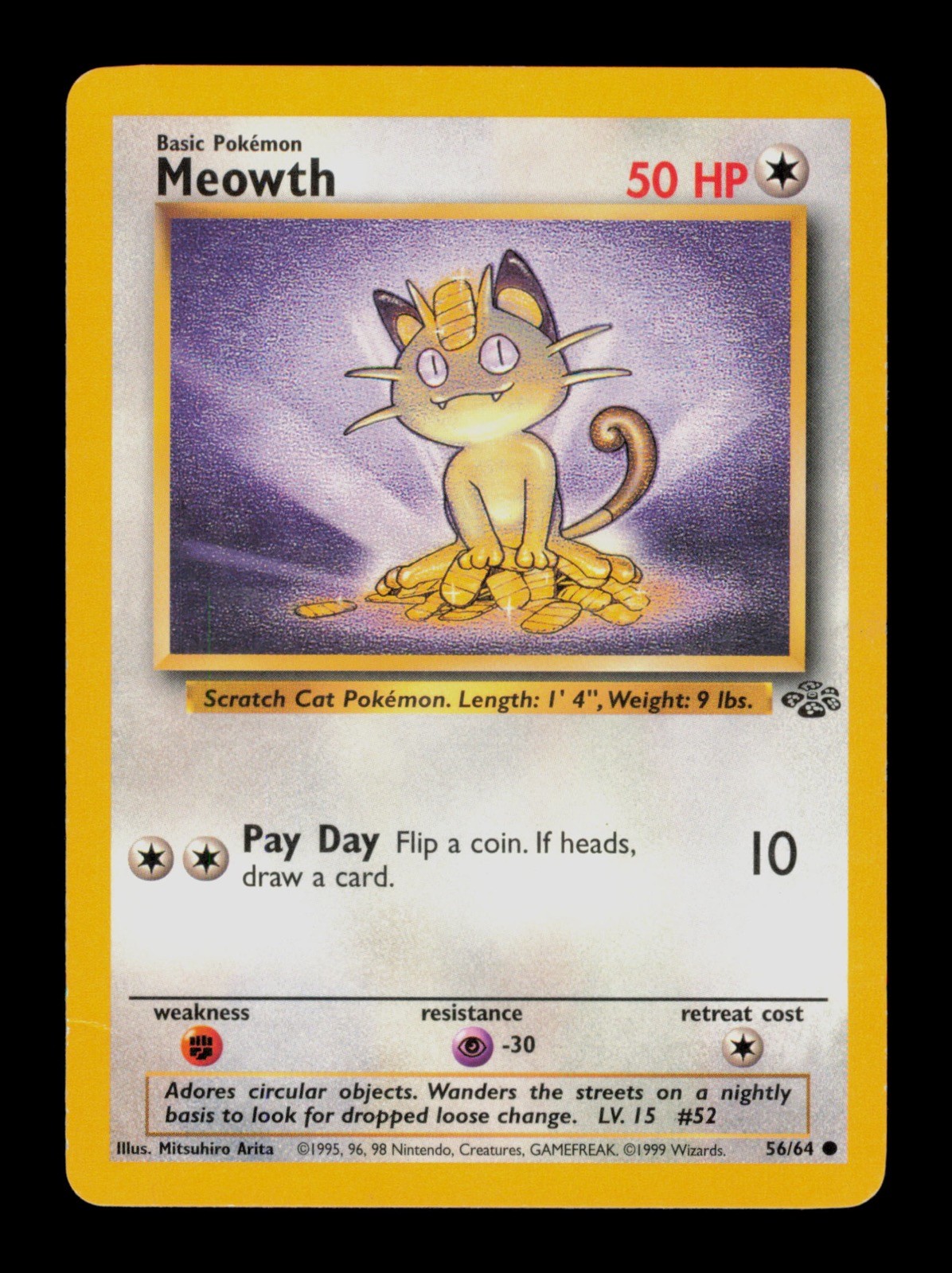 Meowth 56/64 Pokemon Fossil Trading Card TCG