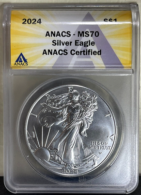#ad 2024 American Silver Eagle T2 MS70 ANACS Cert 1 troy oz .999 $224.99