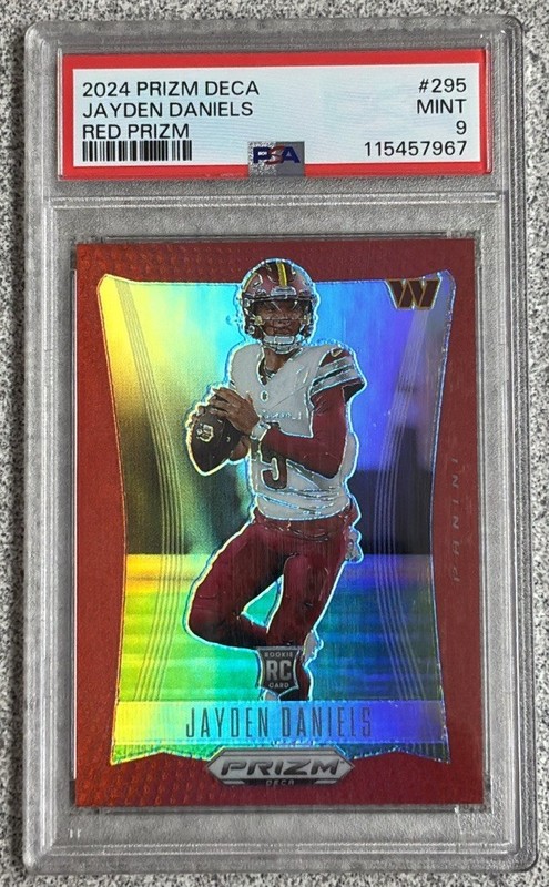 Jayden Daniels 2024 Panini Prizm Deca Red Prizm Rookie /199 PSA 9 MINT
