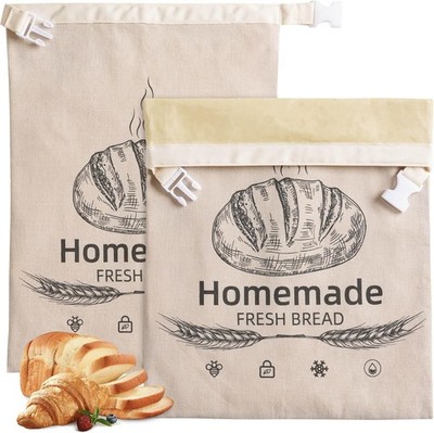 2 Pack Beeswax Bread Bags for Sourdough Reusable Organic Linen Food Storage