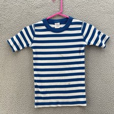 Hanna Anderson Pajama Top Boys 10US 140 cm Blue White Striped Organic Cotton 