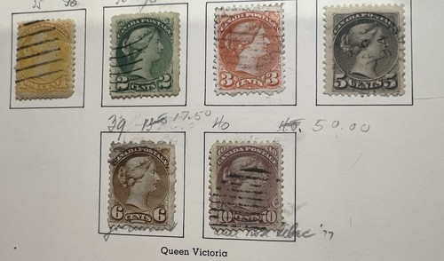 Canada Stamps Lot Scott#35 36 37 38 39 40 Small Queens Victoria Used 1873-79 - Picture 1 of 4