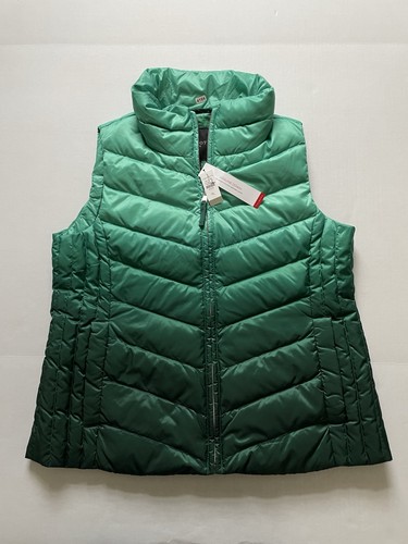 Talbots Puffer Vest Womens PL Green Ombre Down Shiny Full Zip NWT - 第 1/7 張圖片