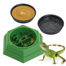 Reptile Feeder Bowl Worm Dish Anti-Escape Food Dish Bowl with 2PCFeeding Box, S
