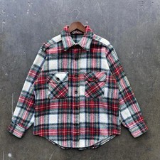 Men's Vintage 70s Club Room at Wards Dress Stewart Plaid Wool Flannel Shirt M