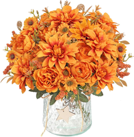 Demiuko 2 BüNdel Kunstblumen Wie Echt KüNstliche Pfingstrosen Orange Blumen Dahl