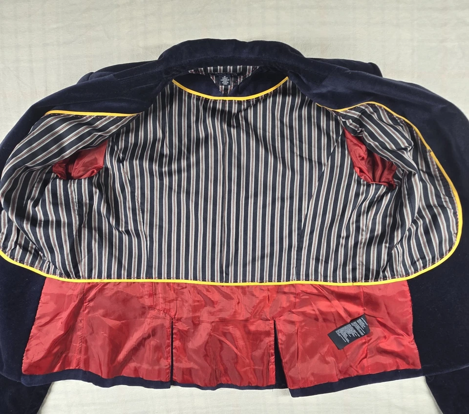 Blazer Tommy Hilfiger Mujer Terciopelo Azul Marino Forrado Bolsillos 10 Foto 3 de 4