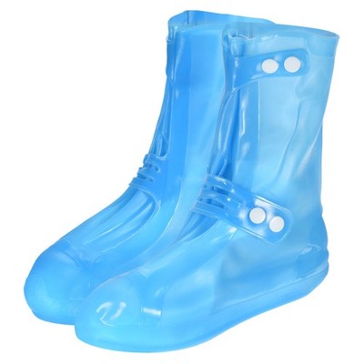 Waterproof Shoes Cover XXXL PVC Overshoes Rain Galoshes with Double Buckle Blue
